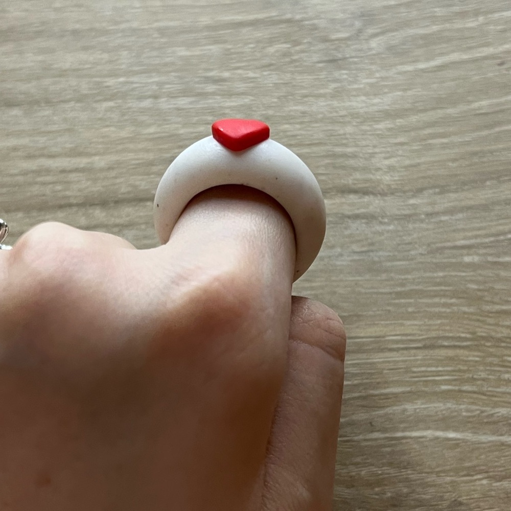 Handmade/Designed Clay Pottery Heart Ring - Size US 8.5 - Picture 2 of 5